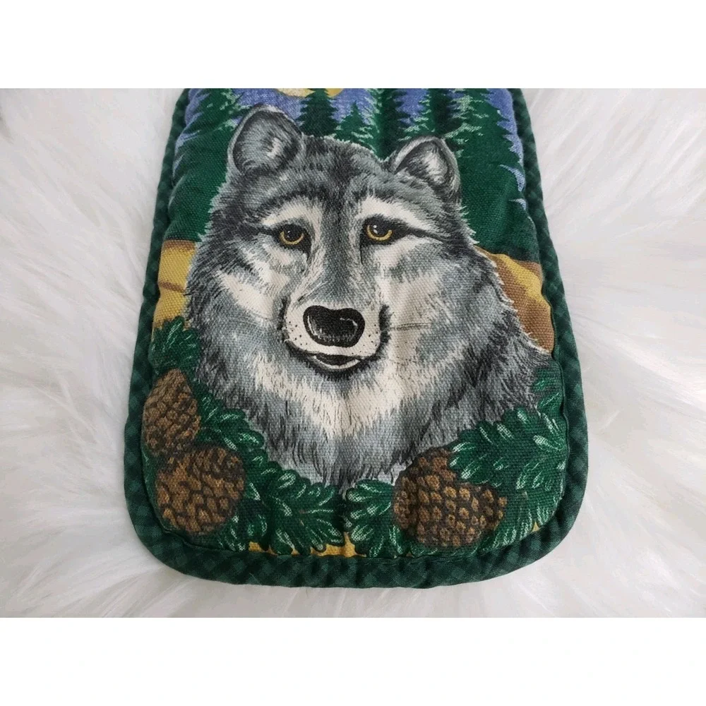 Vintage 70's Quilted Pot Holder Kitchen Decor 80s wolf cabin cottagecore retro‎